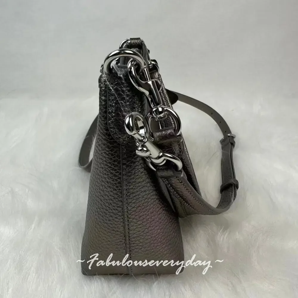 Coach Laurel Small Shoulder Bag Star Charm Leather/Metallic Graphite CCF16 NWT